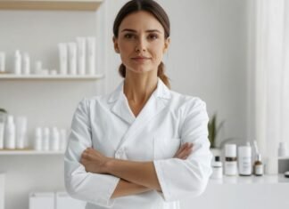 Contabilidade para clínicas de estética e bem-estar: o que ninguém te conta (mas você precisa saber) Um infográfico digital sobre contabilidade para clínicas de estética, mostrando gráficos de lucro e ícones relacionados à beleza e bem-estar.