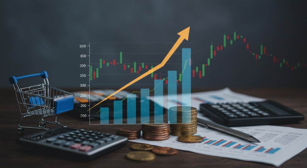 Gráfico de custos financeiros com uma seta para cima, simbolizando o Aumento do IOF para MEI: Guia Completo e Dicas.