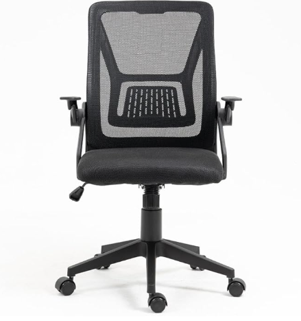 Braços retráteis e encosto respirável da cadeira executiva Malcom Healer em ambiente office