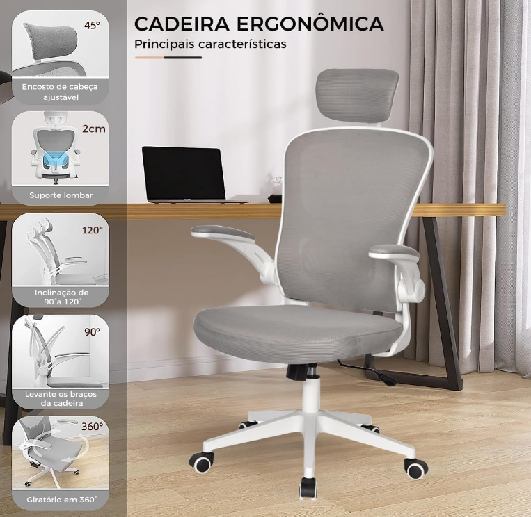 Cadeira Ergonômica de Escritório Reclinável