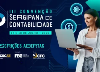 IA Revoluciona a Contabilidade e É Destaque na III Convenção Sergipana Ilustração representando a IA revoluciona a contabilidade, com elementos tecnológicos e gráficos financeiros.