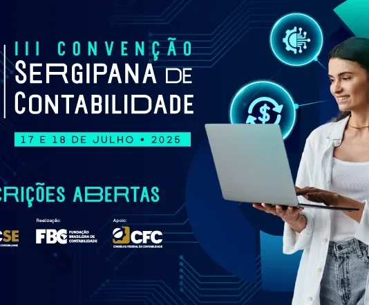 IA Revoluciona a Contabilidade e É Destaque na III Convenção Sergipana Ilustração representando a IA revoluciona a contabilidade, com elementos tecnológicos e gráficos financeiros.