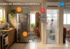Quais aparelhos gastam mais energia elétrica? Veja o ranking e como economizar na conta de luz Cena de cozinha e banheiro de casa brasileira com geladeira, chuveiro elétrico e ar condicionado destacados com ícones de consumo de energia, estilo realista, iluminação natural, infográfico moderno